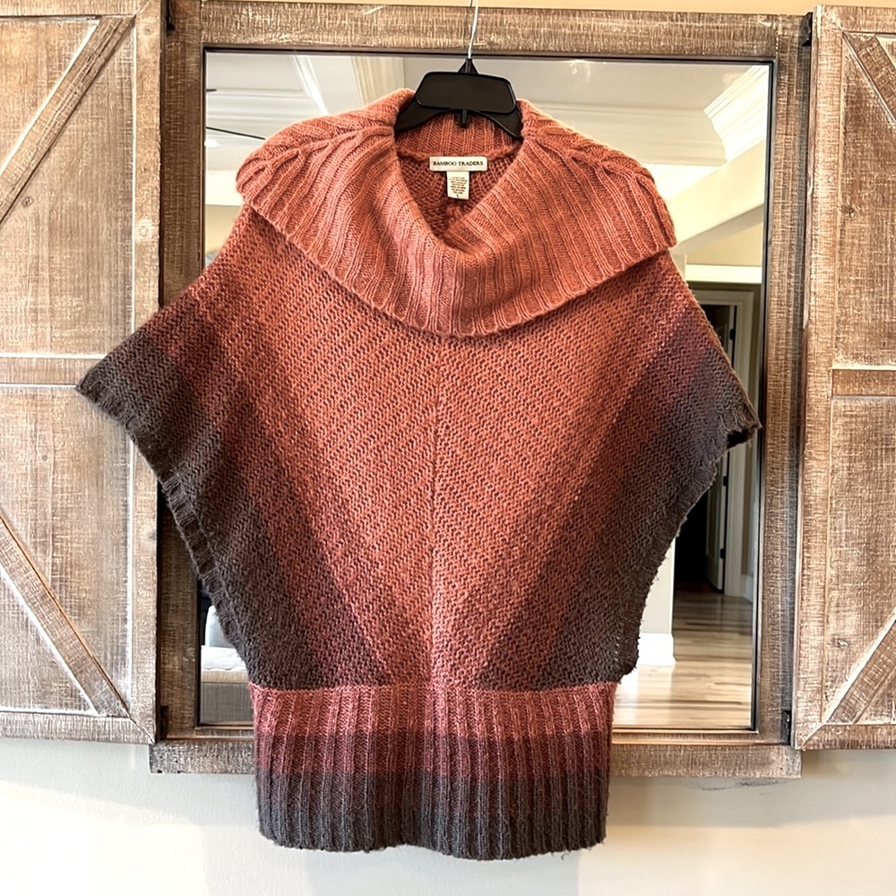 Cozy Chunky Sweater Tribal Earthy Cowlneck Pullover Womens Large Bamboo Traders